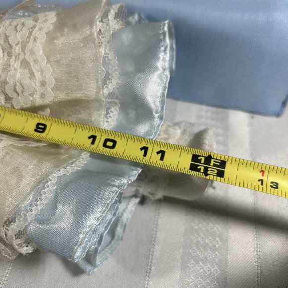 beautiful porcelain doll 12” Blue satin dress with layers of lace Curly hair - Picture 8 of 9